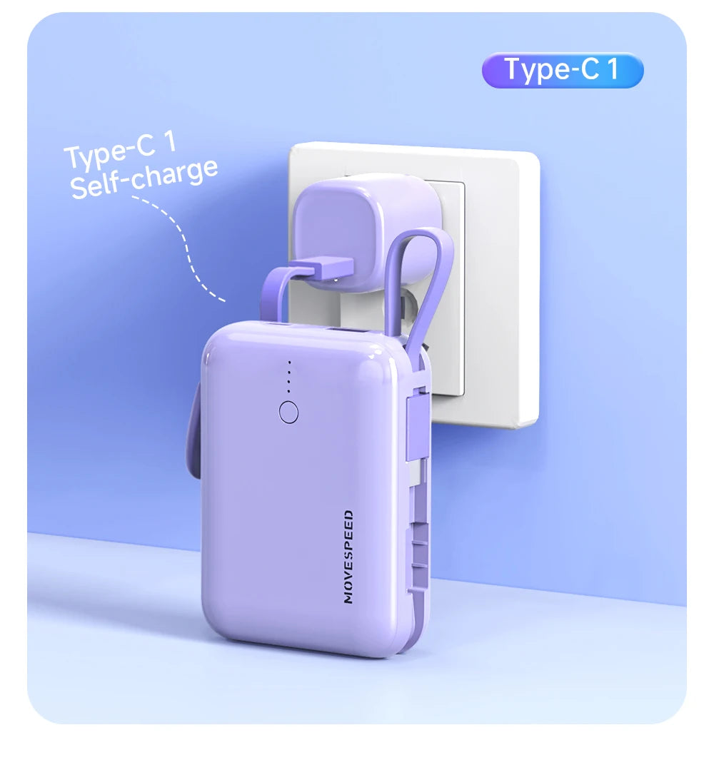 Q10 Plus 10000mAh PD20W Con Doble Type C cable Apple MFI Certified Mini Power Bank